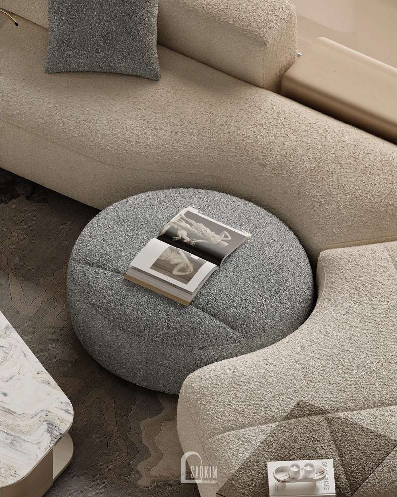 Thiết kế nội thất phong cách Contemporary với đường cong và hình khối nghệ thuật